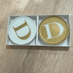 NIB Set of 4 Monogram Initial D Coasters Bar Mats - porcelain from macys​